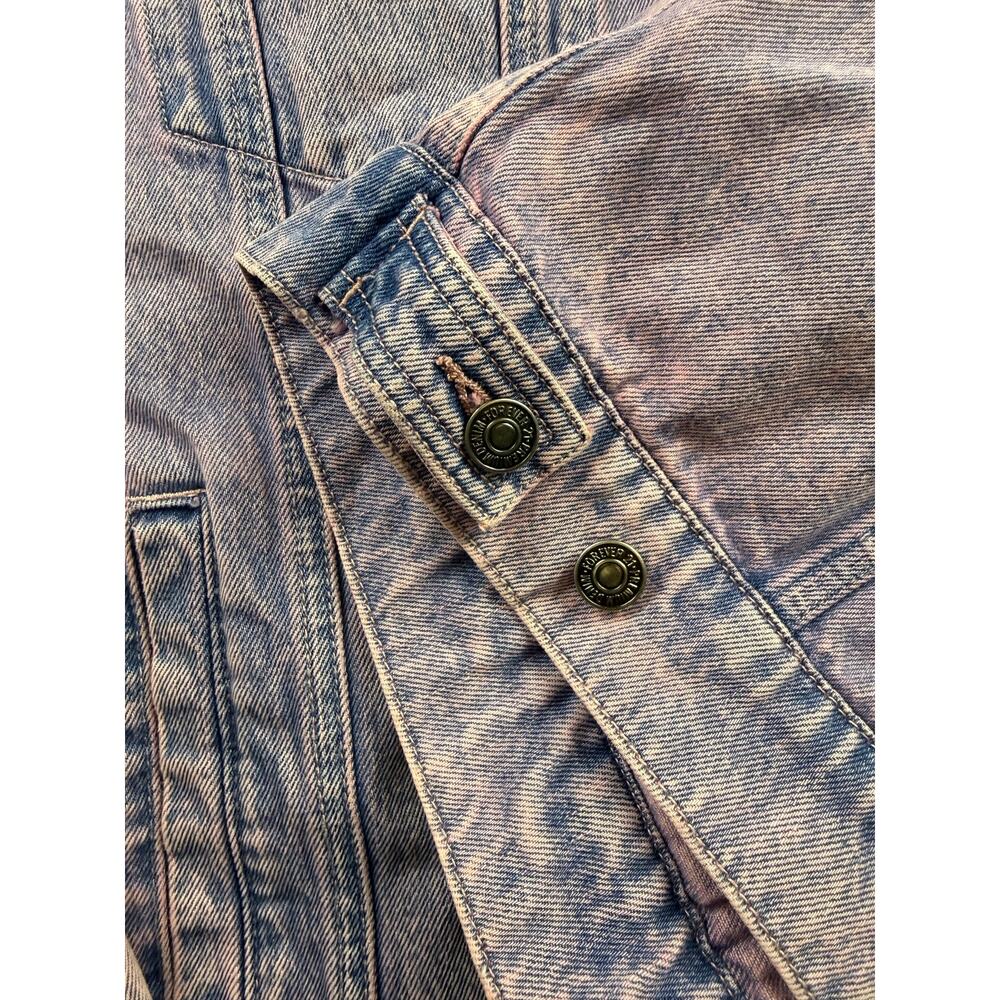 FOREVER 21 Acid Wash Denim Jacket Purple Women's M Oversized Trucker Jean Coat - Picture 9 of 16